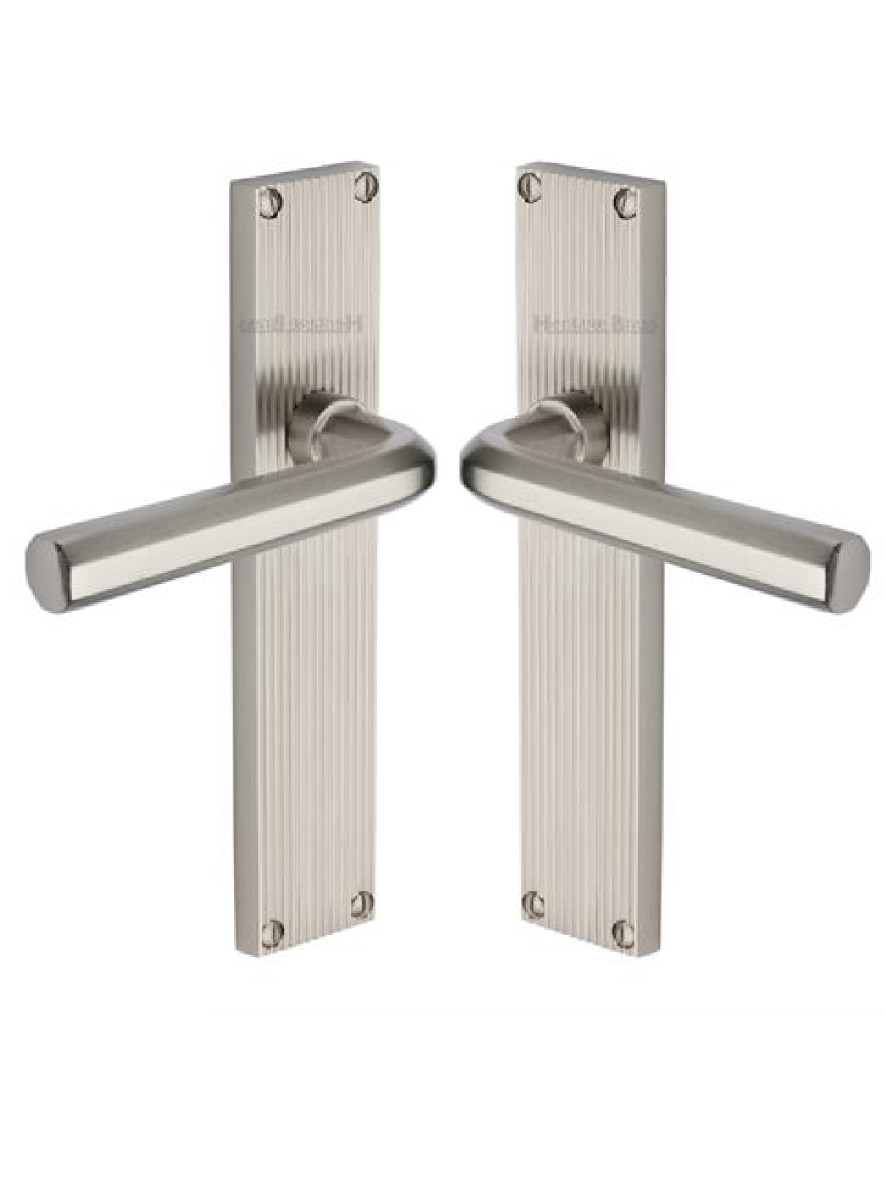 Heritage Brass Octave Reeded Lever Latch Door Handle SN Satin Nickel RR3710-SN