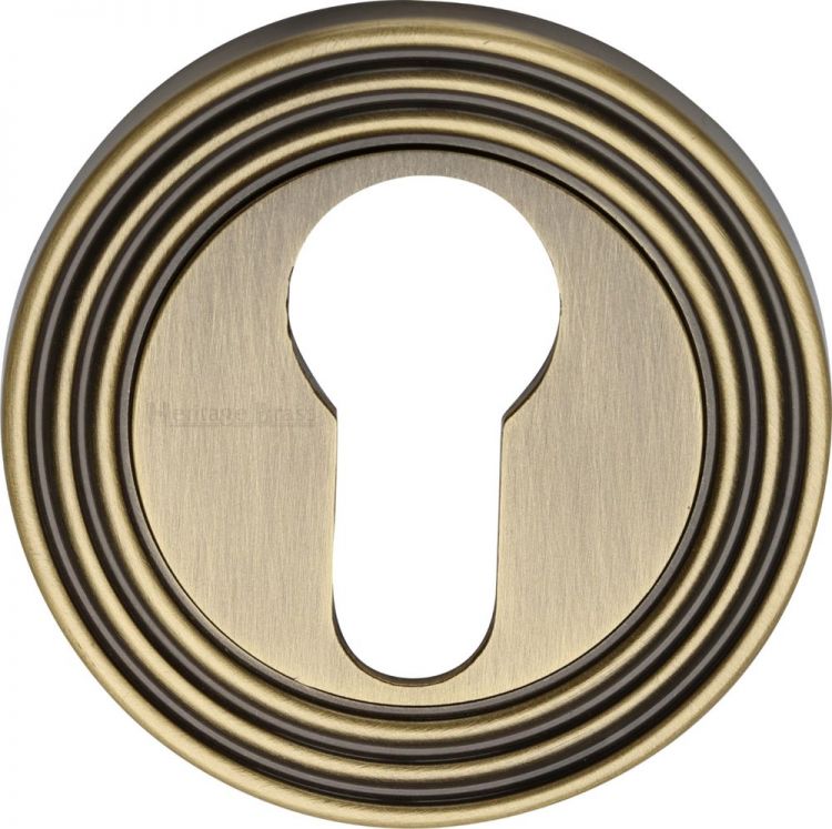 Heritage Brass Reeded Euro Profile Keyhole Antique Brass RR4020-AT