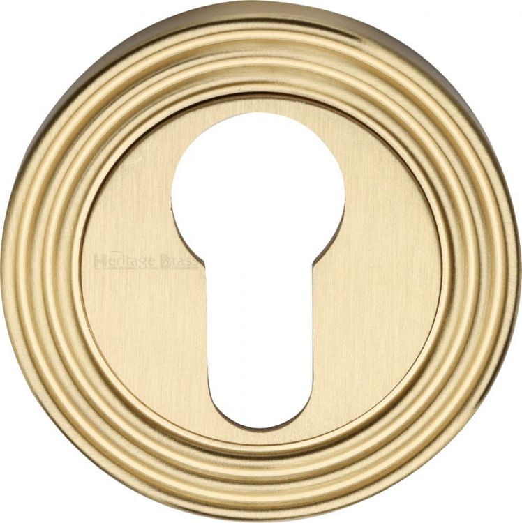 Heritage Brass Reeded Euro Profile Keyhole Satin Brass RR4020-SB