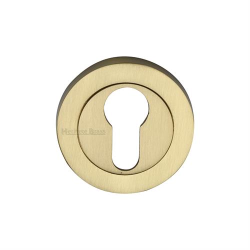 Heritage Brass RS2004-SB Euro Profile Cylinder Escutcheon Satin Brass finish
