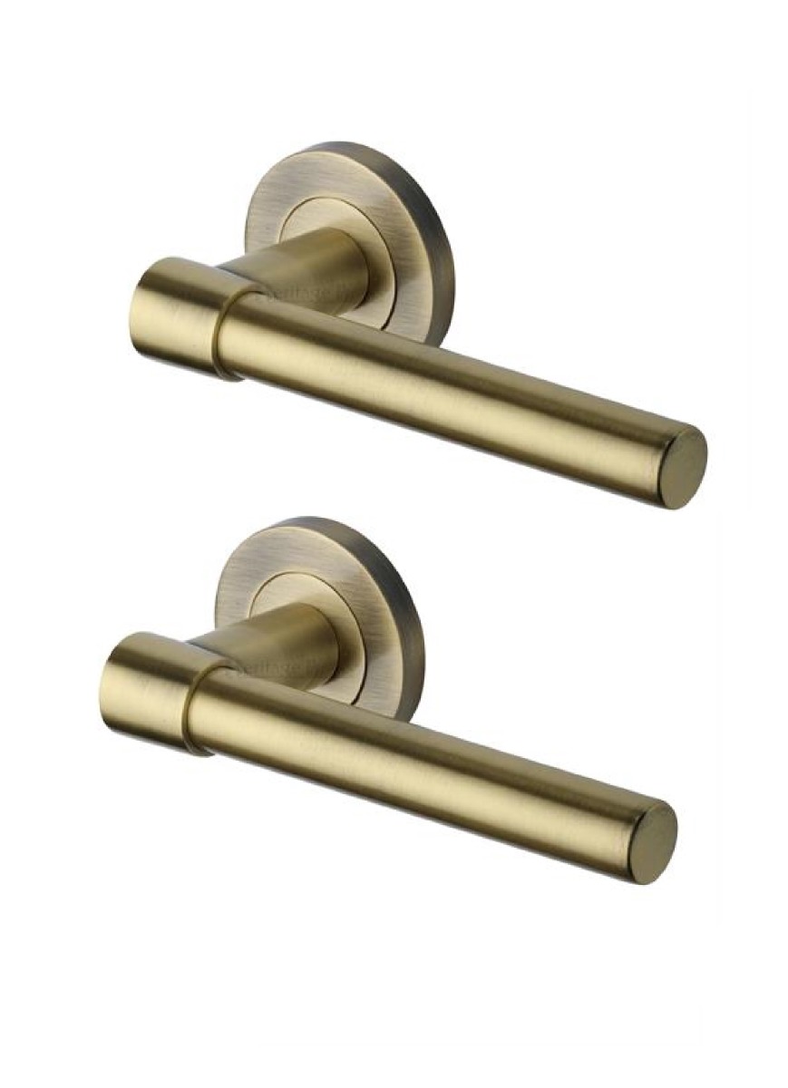 Heritage Brass RS2017-AT Door Handle Lever on Rose Phoenix Design Antique Brass Finish