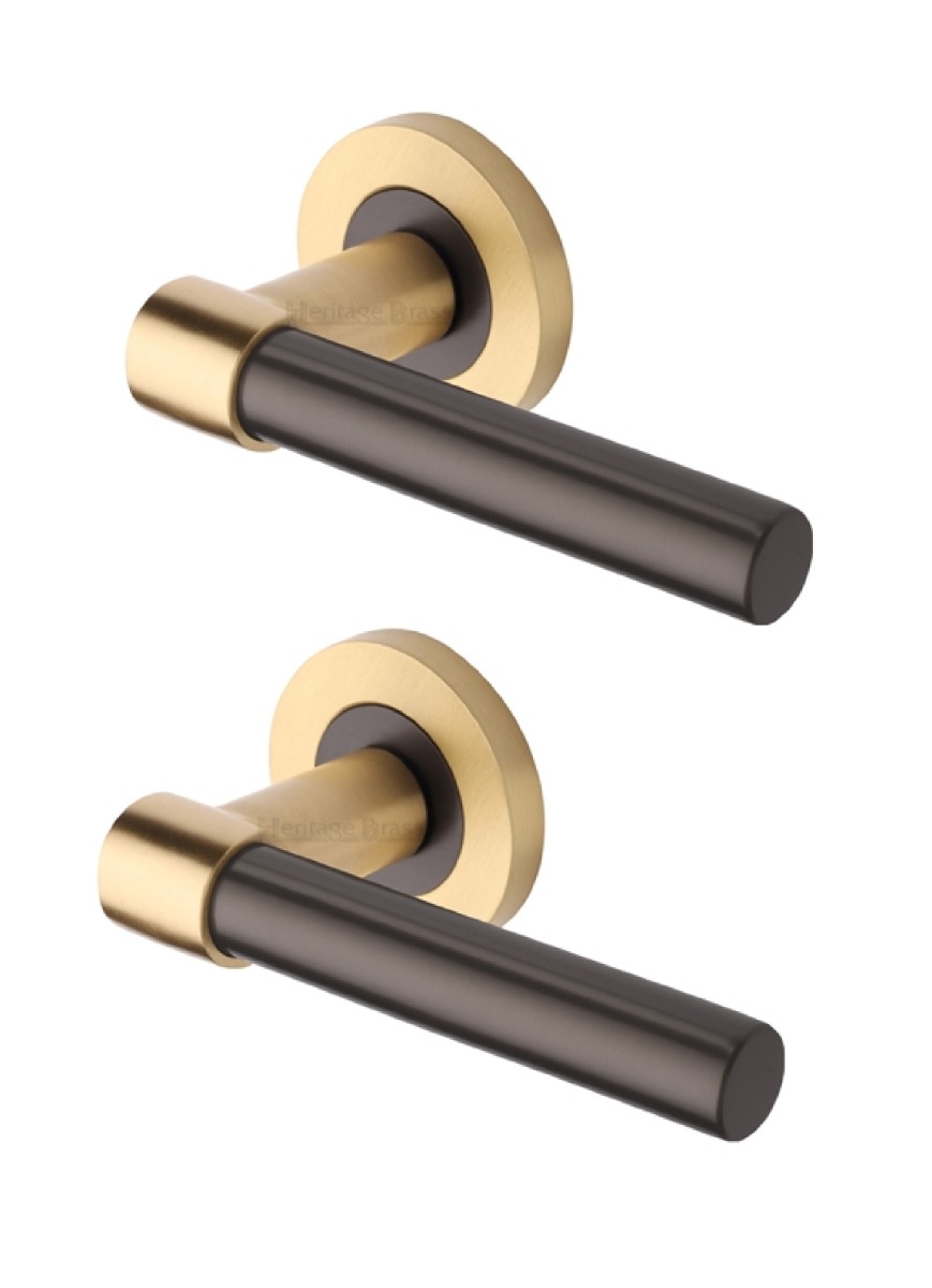 Heritage Brass RS2017-BSB Door Handle Lever on Rose Phoenix Design Matt Bronze/Satin Brass Finish