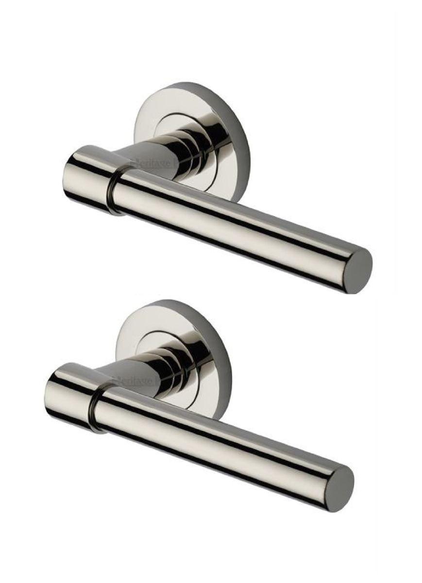 Heritage Brass RS2017-PNF Door Handle Lever on Rose Phoenix Design Polished Nickel Finish