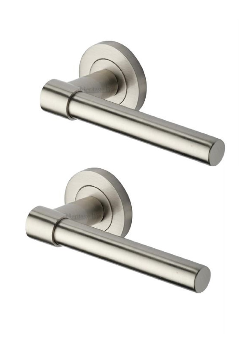 Heritage Brass RS2017-SN Door Handle Lever on Rose Phoenix Design Satin Nickel Finish
