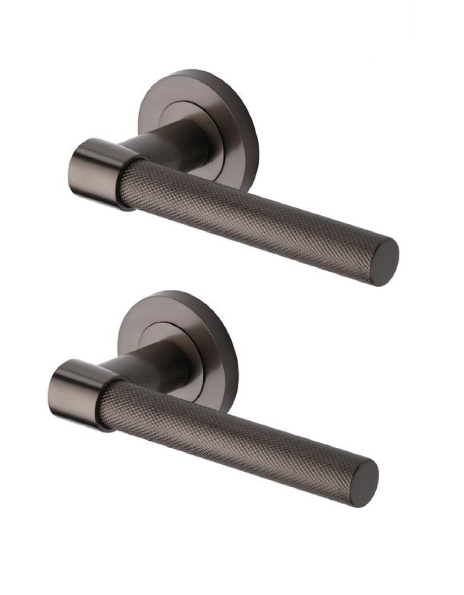 Heritage Brass RS2018-MB Door Handle Lever on Rose Phoenix Knurled Design Matt Bronze Finish