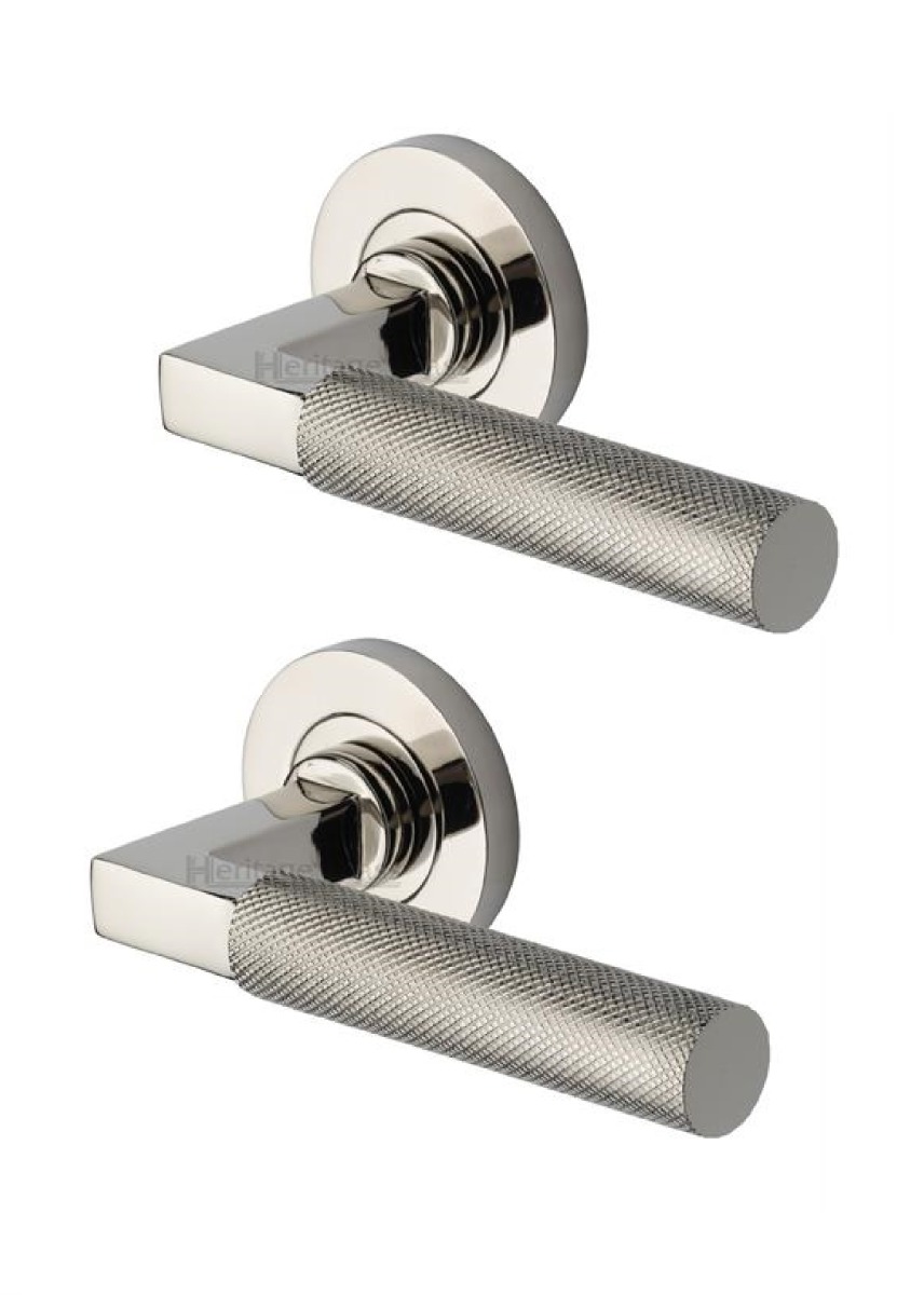 Heritage Brass RS2260-PNF Door Handle Lever on Rose Signac Design Polished Nickel Finish