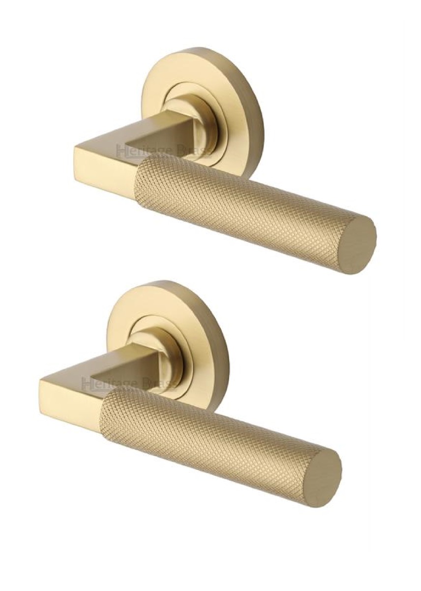 Heritage Brass RS2260-SB Door Handle Lever on Rose Signac Design Satin Brass Finish