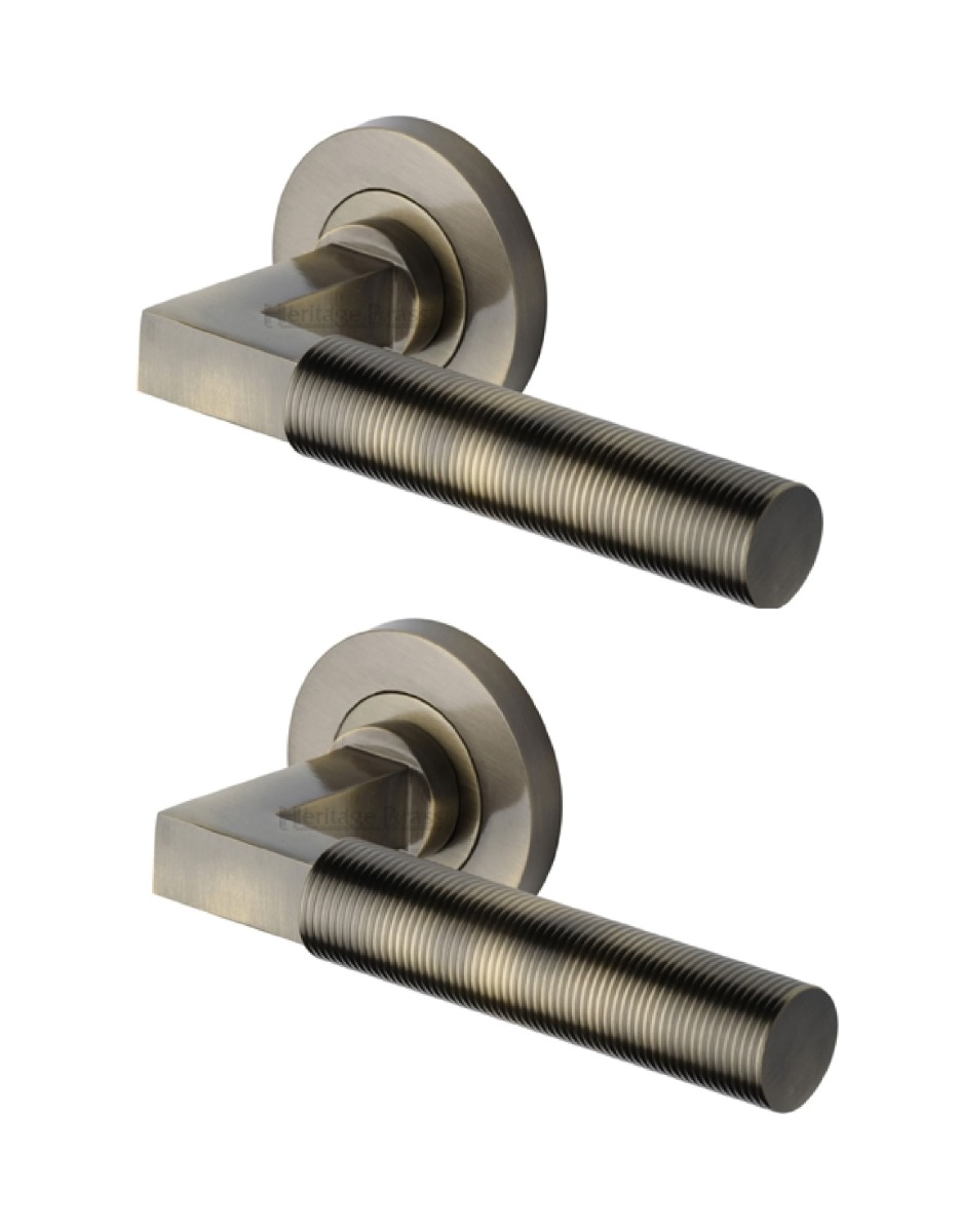 Heritage Brass RS2261-AT Door Handle Lever on Rose Spectral Design Antique Brass Finish