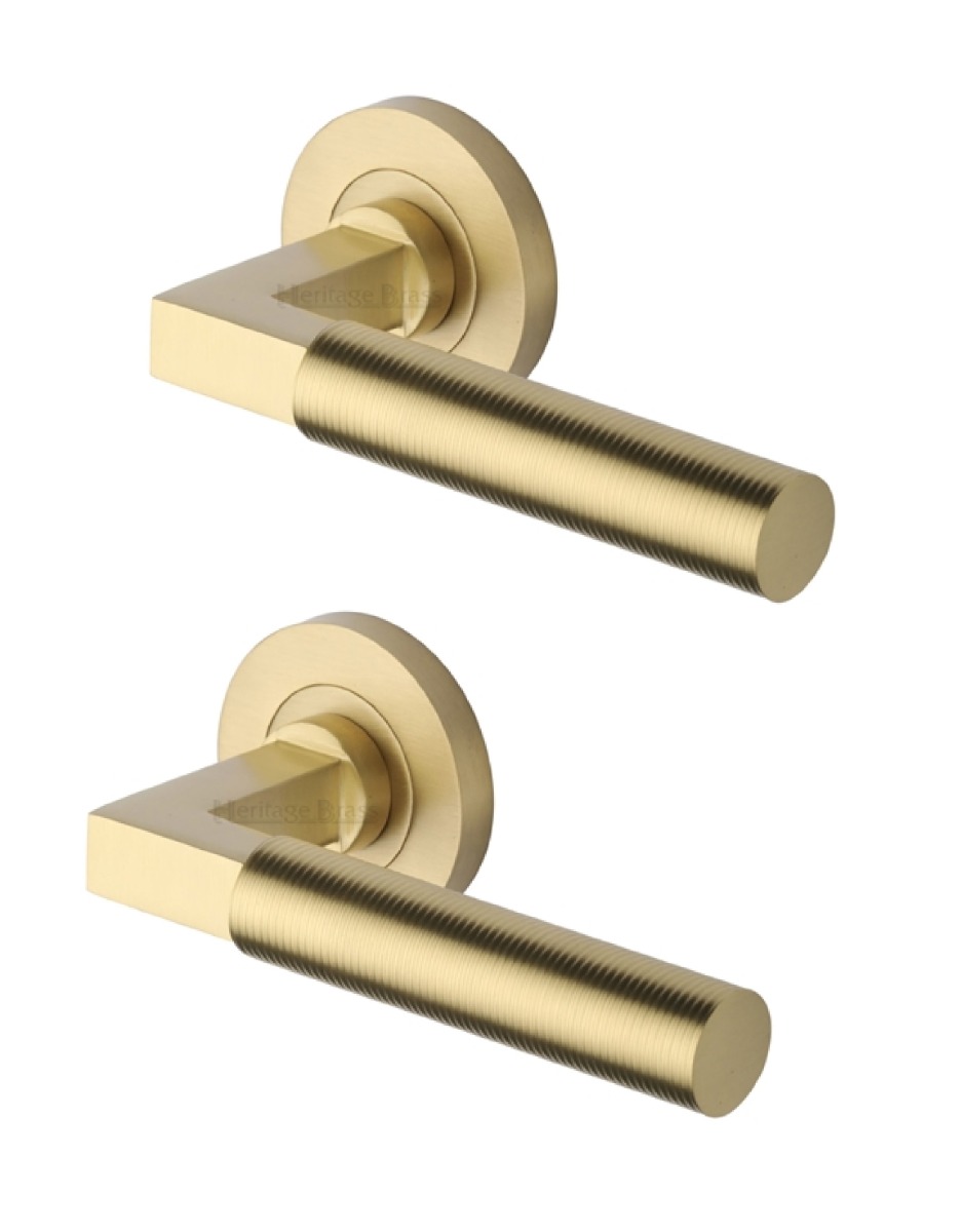 Heritage Brass RS2261-SB Door Handle Lever on Rose Spectral Design Satin Brass Finish