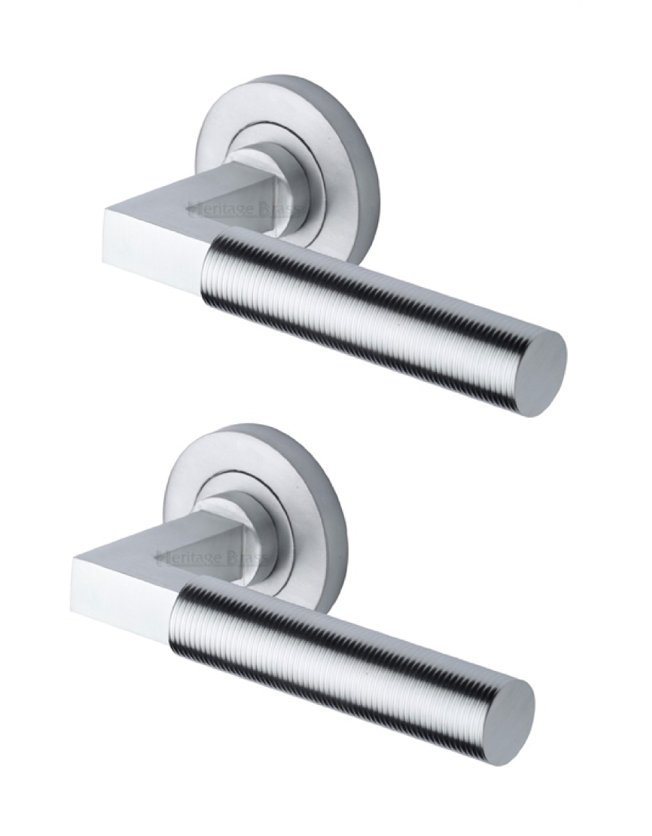Heritage Brass RS2261-SC Door Handle Lever on Rose Spectral Design Satin Chrome Finish