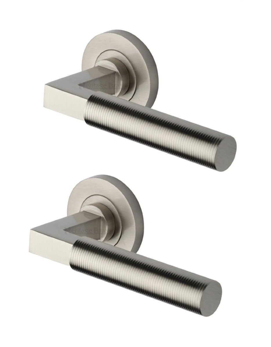 Heritage Brass RS2261-SN Door Handle Lever on Rose Spectral Design Satin Nickel Finish
