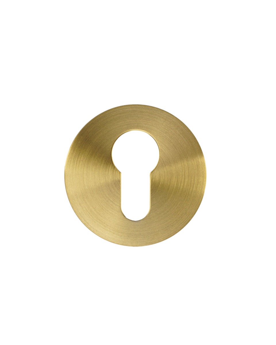 Euro Profile Escutcheon Pair-Rosso Slim-4mm-PVD Satin Brass-PVDSB Rosso Technica-RT001-SLIM-PVDSB
