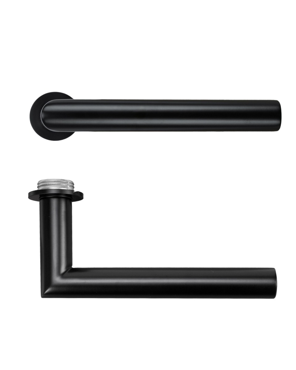 Lugano Lever Door Handle on 32mm Round Mini Rose-PVD black Rosso Technica-RT010-MINI-PVDBLK