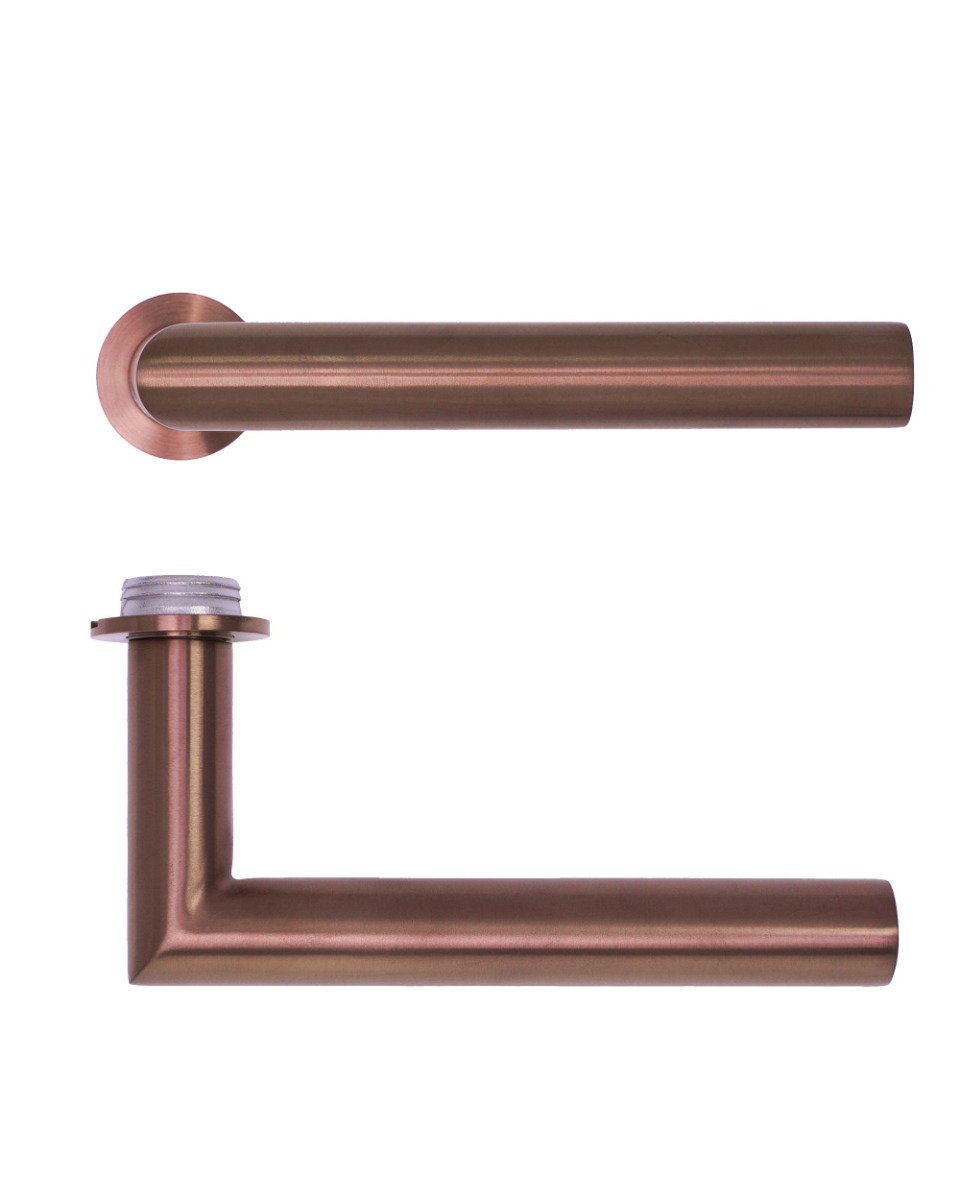 Lugano Lever Door Handle on 32mm Round Mini Rose-PVD Satin Bronze Rosso Technica-RT010-MINI-PVDBZ
