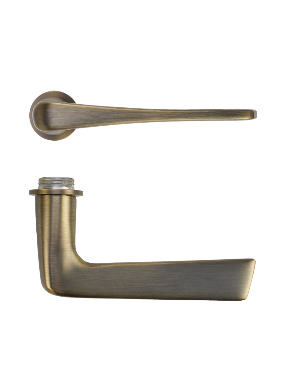 Como Lever Door Handle on 32mm Round Mini Rose-Antique Brass Rosso Technica-RT020-MINI-AB