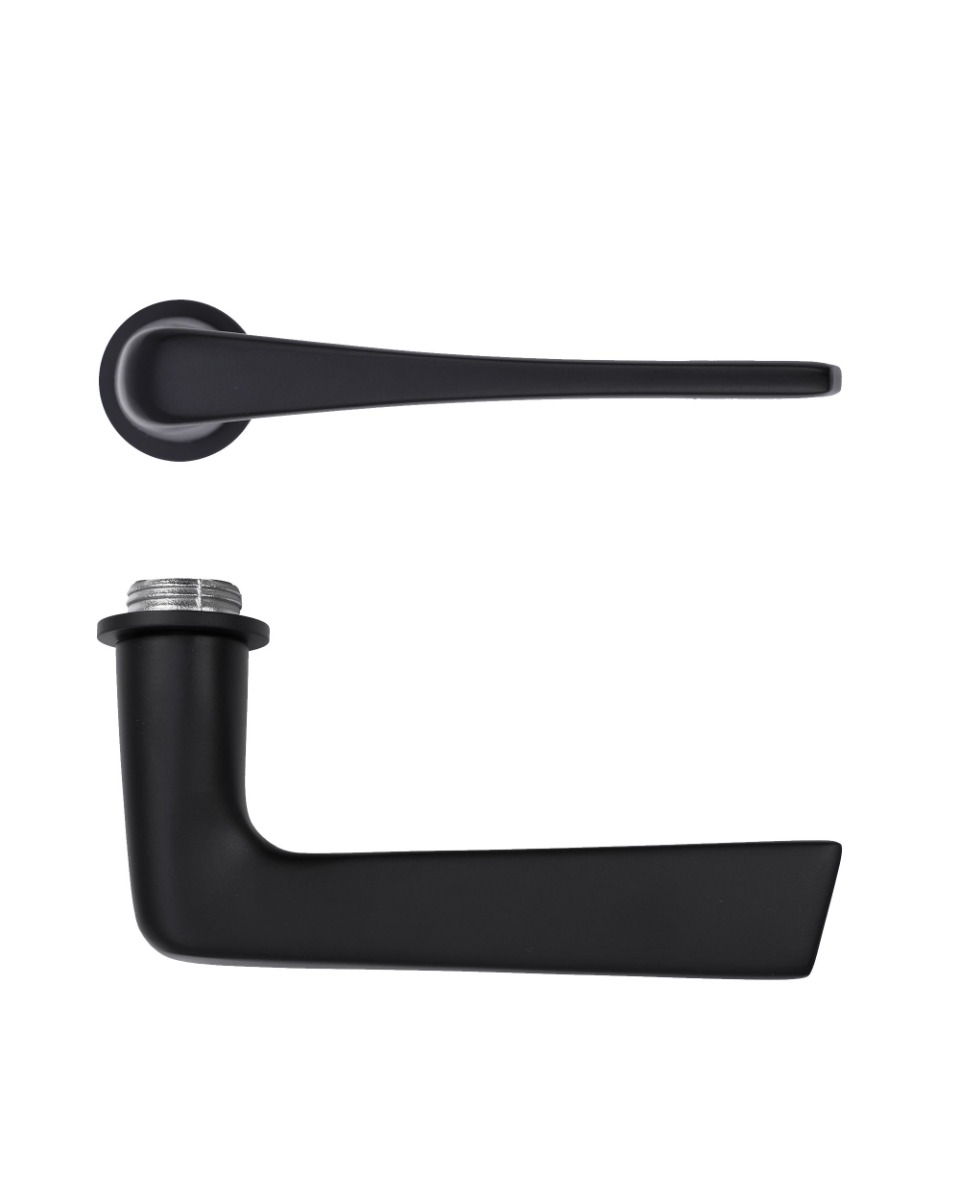 Como Lever Door Handle on 32mm Round Mini Rose-Powder Coat Black Rosso Technica-RT020-MINI-PCB