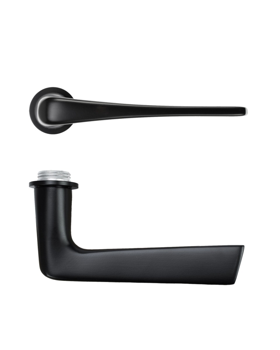 Como Lever Door Handle on 32mm Round Mini Rose-PVD black Rosso Technica-RT020-MINI-PVDBLK