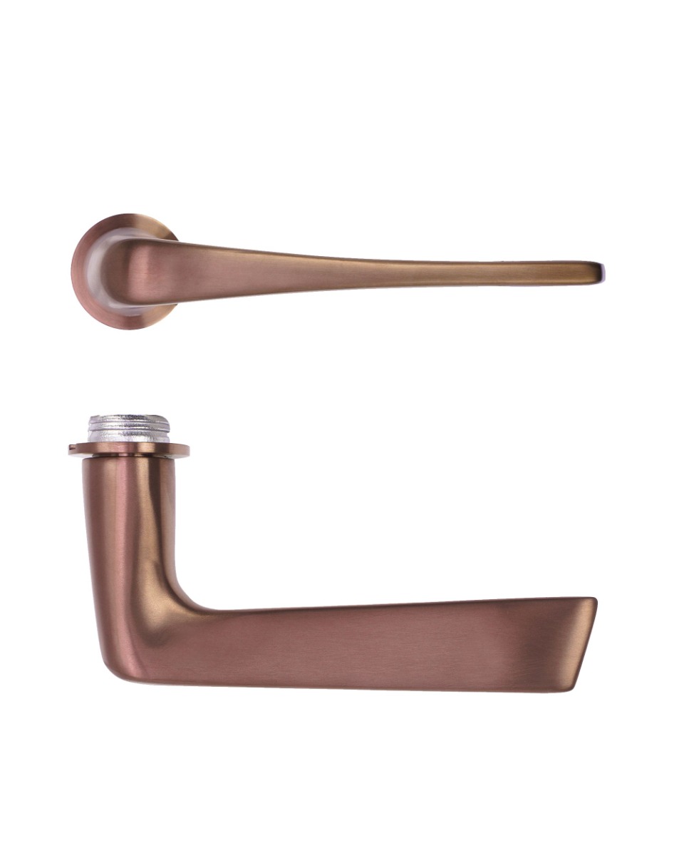 Como Lever Door Handle on 32mm Round Mini Rose-PVD Satin Bronze Rosso Technica-RT020-MINI-PVDBZ