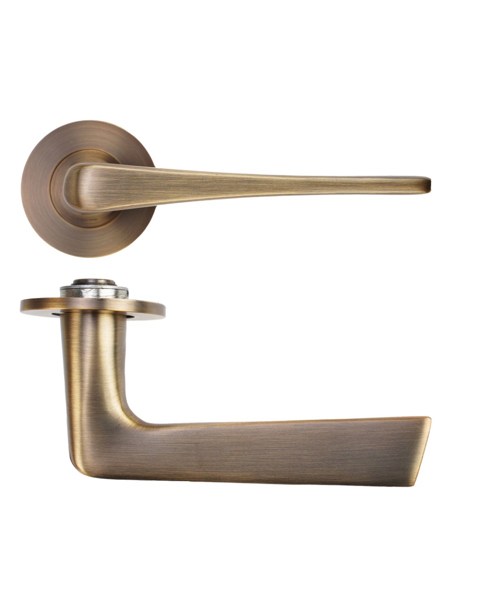 Como Lever Door Handle on 4mm Round Slim Sprung Rose-Antique Brass Rosso Technica-RT020-SLIM-AB