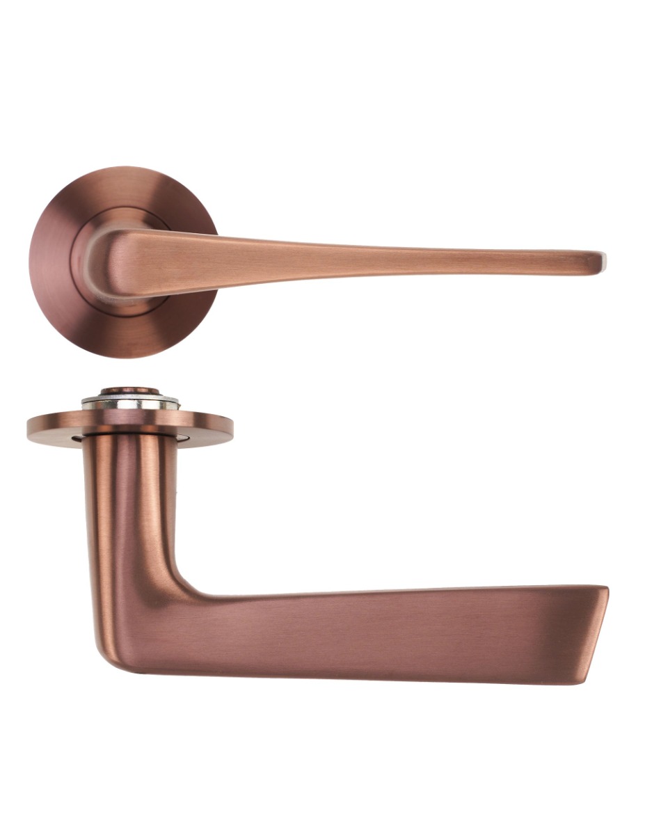 Como Lever Door Handle on 4mm Round Slim Sprung Rose-PVD Satin Bronze Rosso Technica-RT020-SLIM-PVDBZ