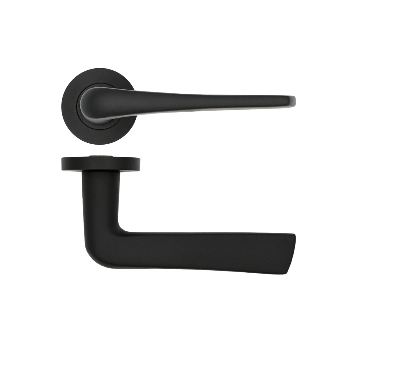 Rosso Tecnica Como Lever On Round Rose Pair Powder Coat Black RT020PCB
