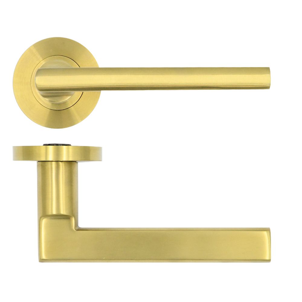 Rosso Tecnica Varese Lever On Round Rose Pair Pvd Satin Brass RT040PVDSB
