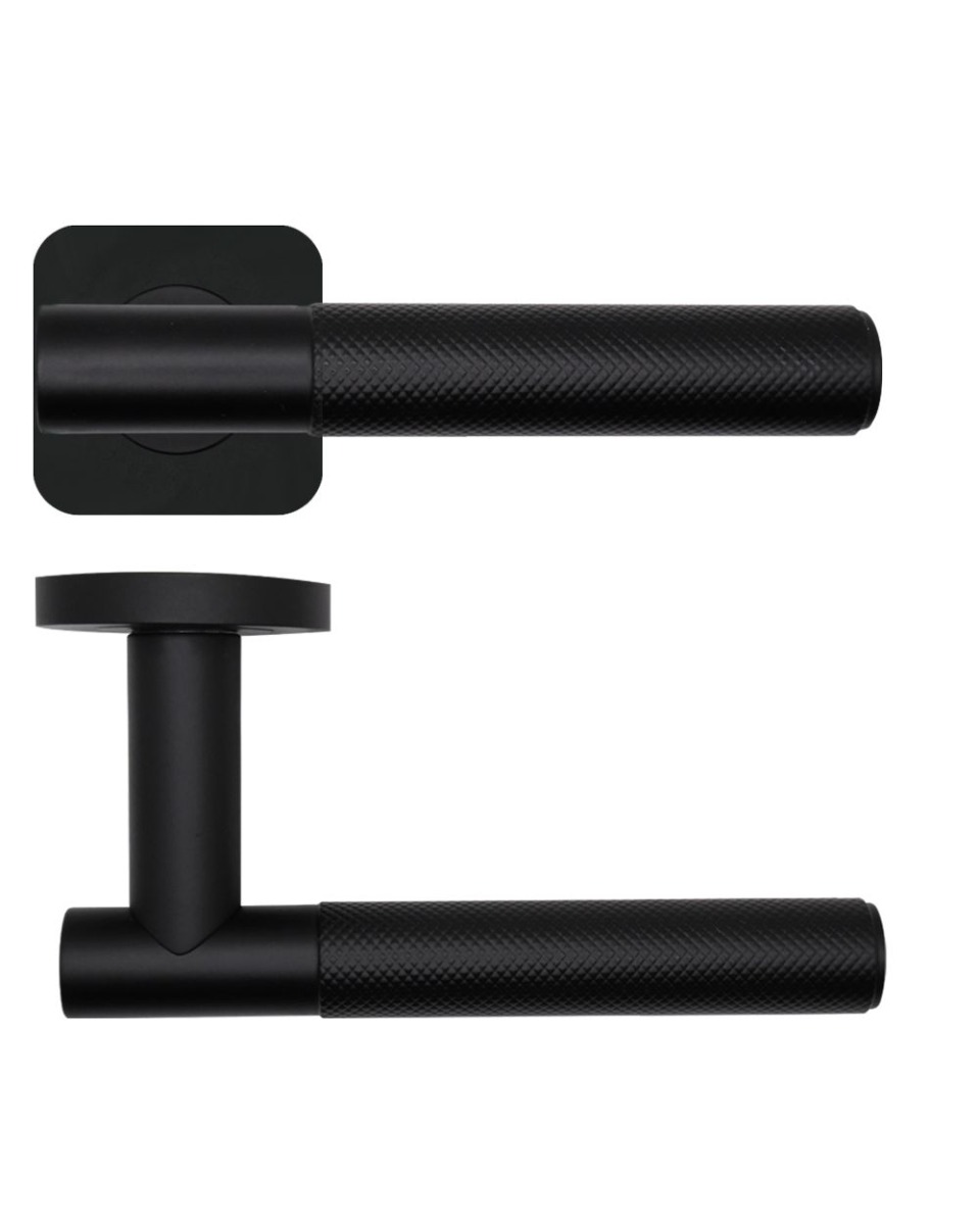 Rosso Tecnica RT060 Orta Door handle On Square Rose SS304 st steel Powder Coat Black