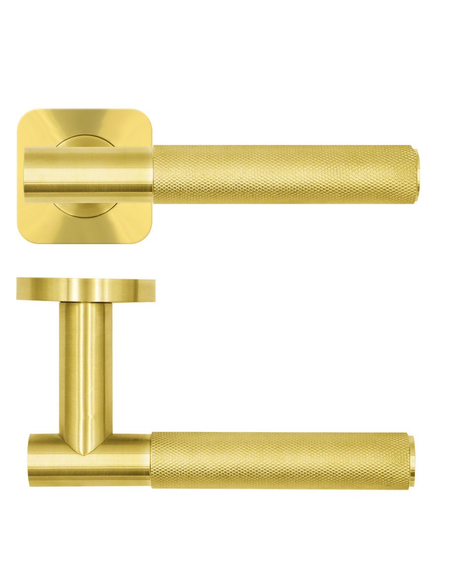 Rosso Tecnica RT060 Orta Door handle On Square Rose SS304 st steel PVD Satin Brass