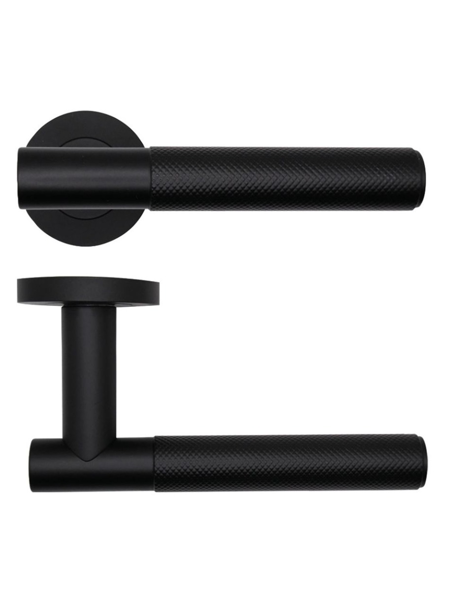 Zoo Hardware Orta Lever on Round Rose - Rosso - PVD Black RT060-PVDBLK