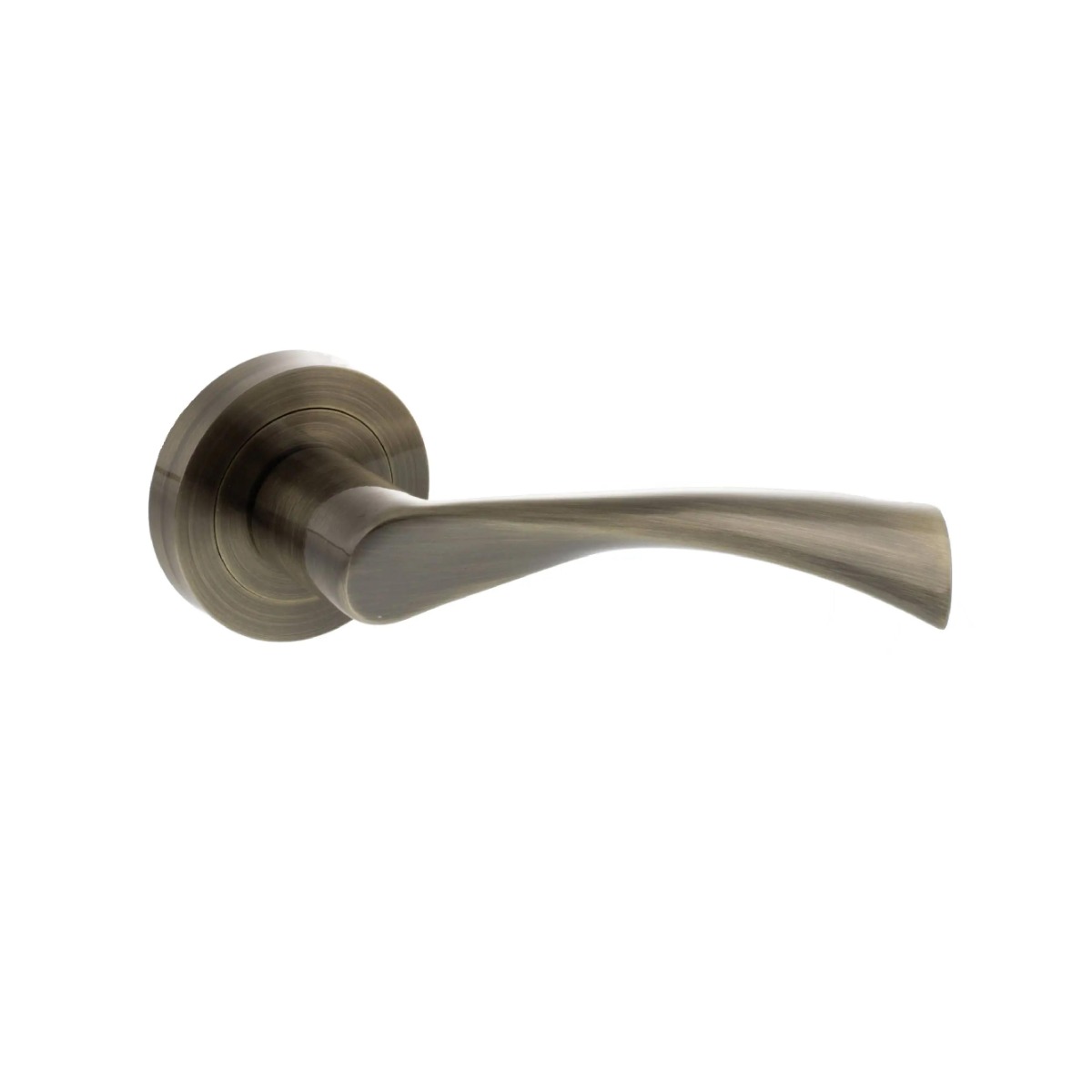 STATUS Colorado Lever Door Handle on Round Rose - Antique Brass S34RAB
