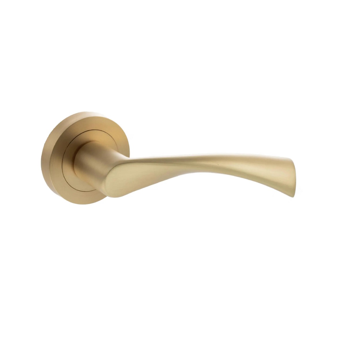 STATUS Colorado Lever Door Handle on Round Rose - Satin Brass S34RSB