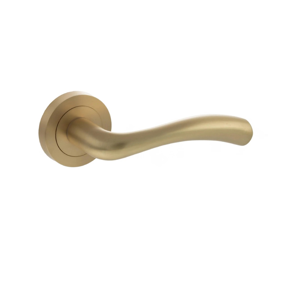 STATUS Texas Lever Door Handle on Round Rose - Satin Brass S35RSB