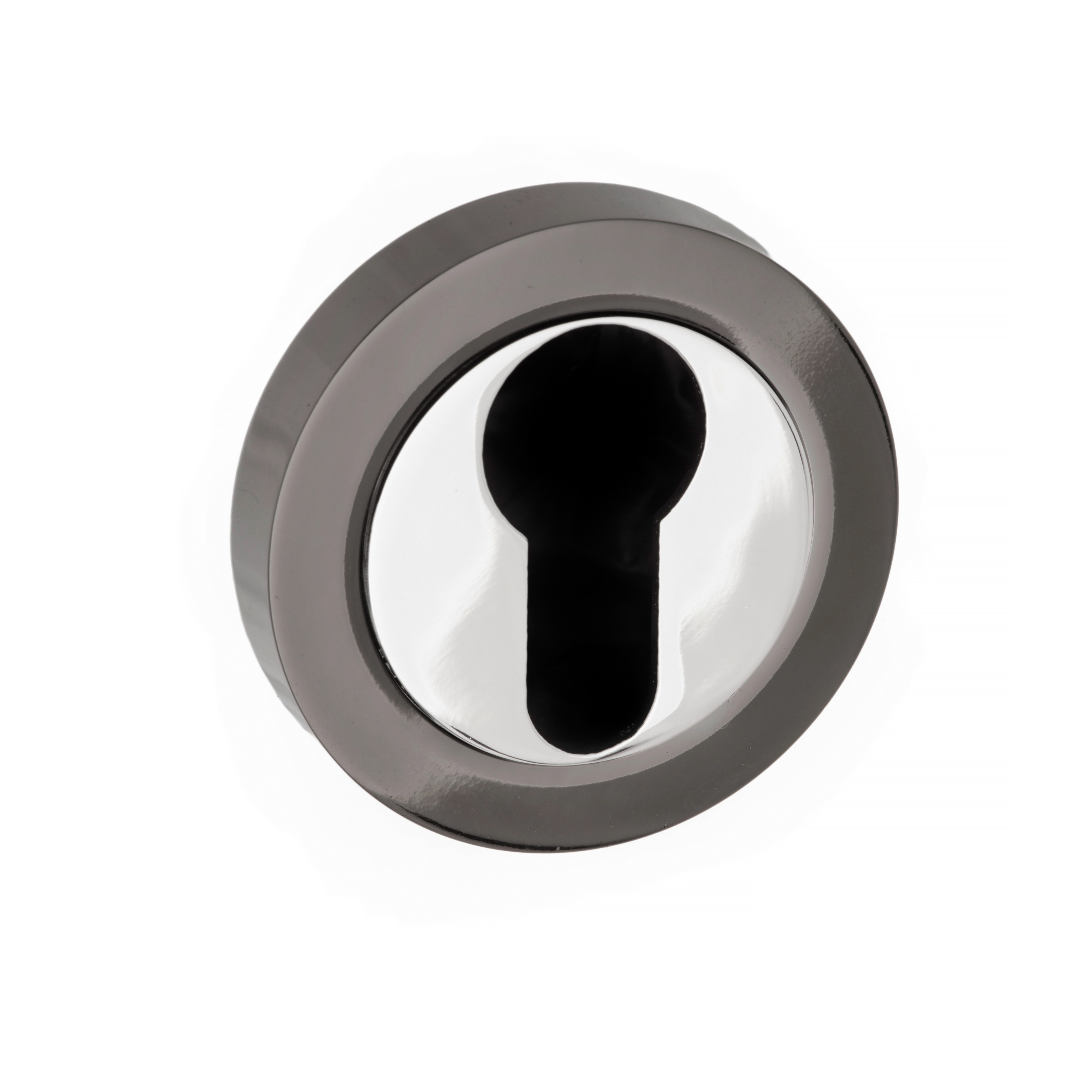 STATUS Euro Escutcheon on Round Rose - Black Nickel/Polished Chrome S3ESCERBNPC