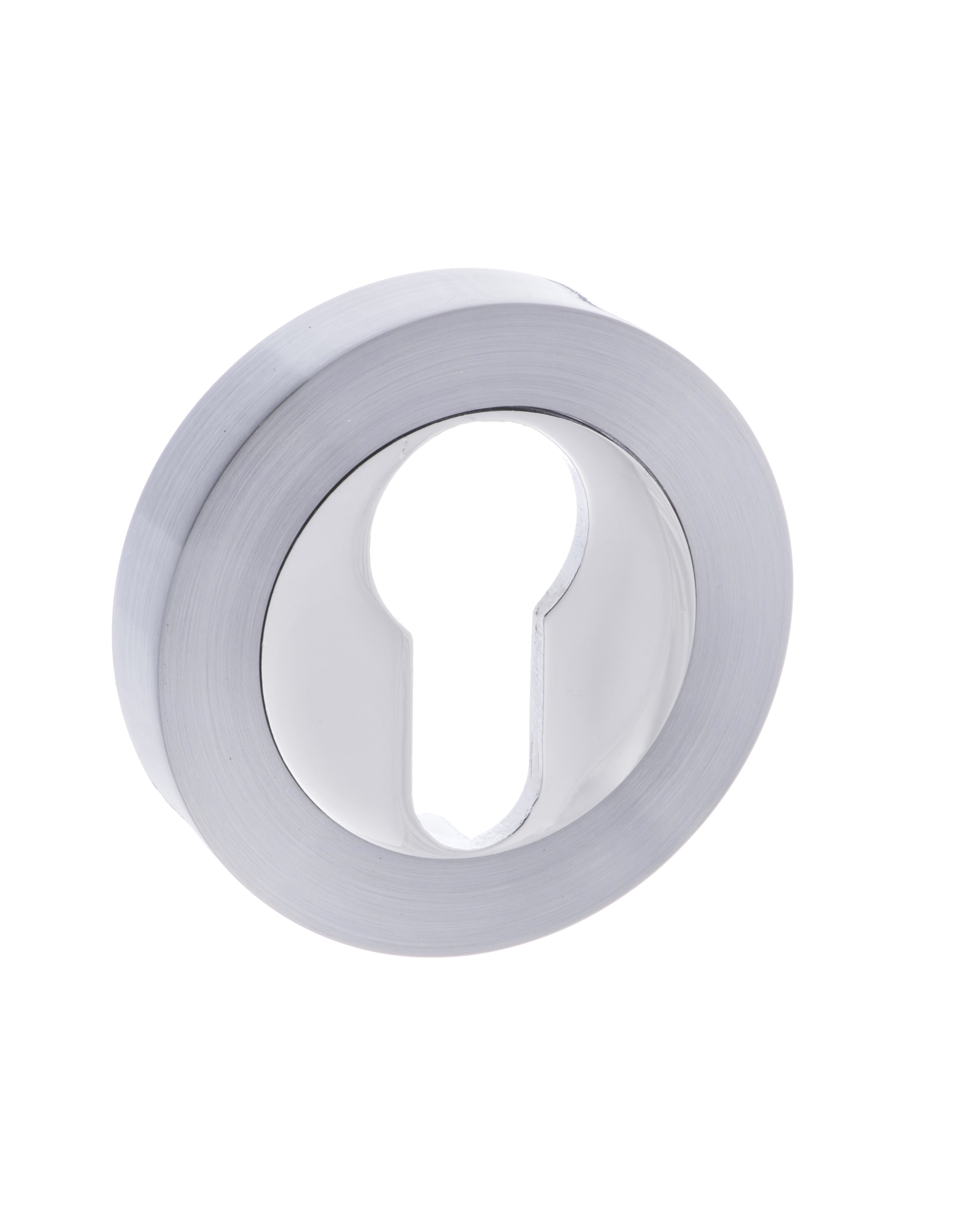 STATUS Euro Escutcheon on Round Rose - Satin Chrome/Polished Chrome S3ESCERSCPC