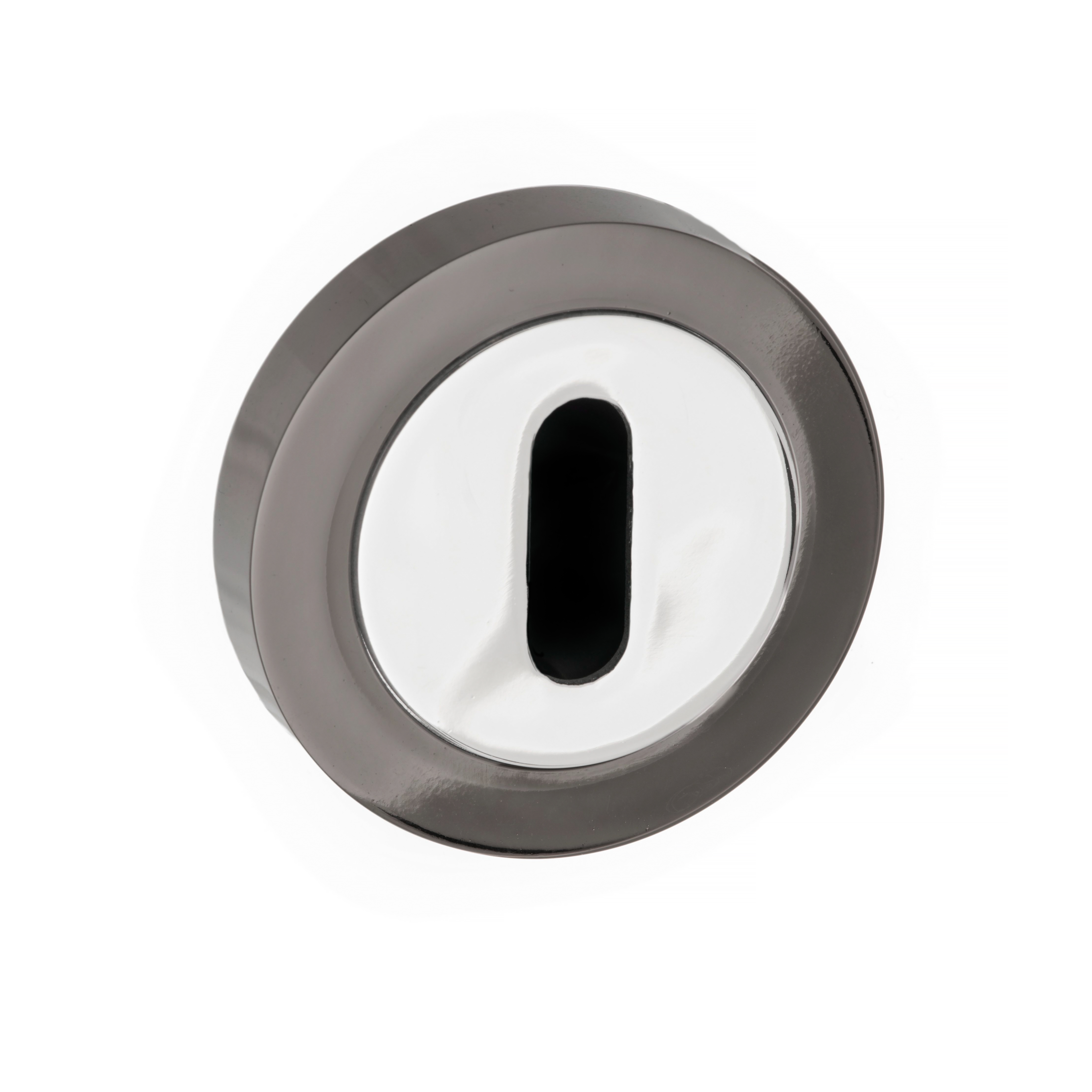 STATUS Key Escutcheon on Round Rose - Black Nickel/Polished Chrome S3ESCKRBNPC