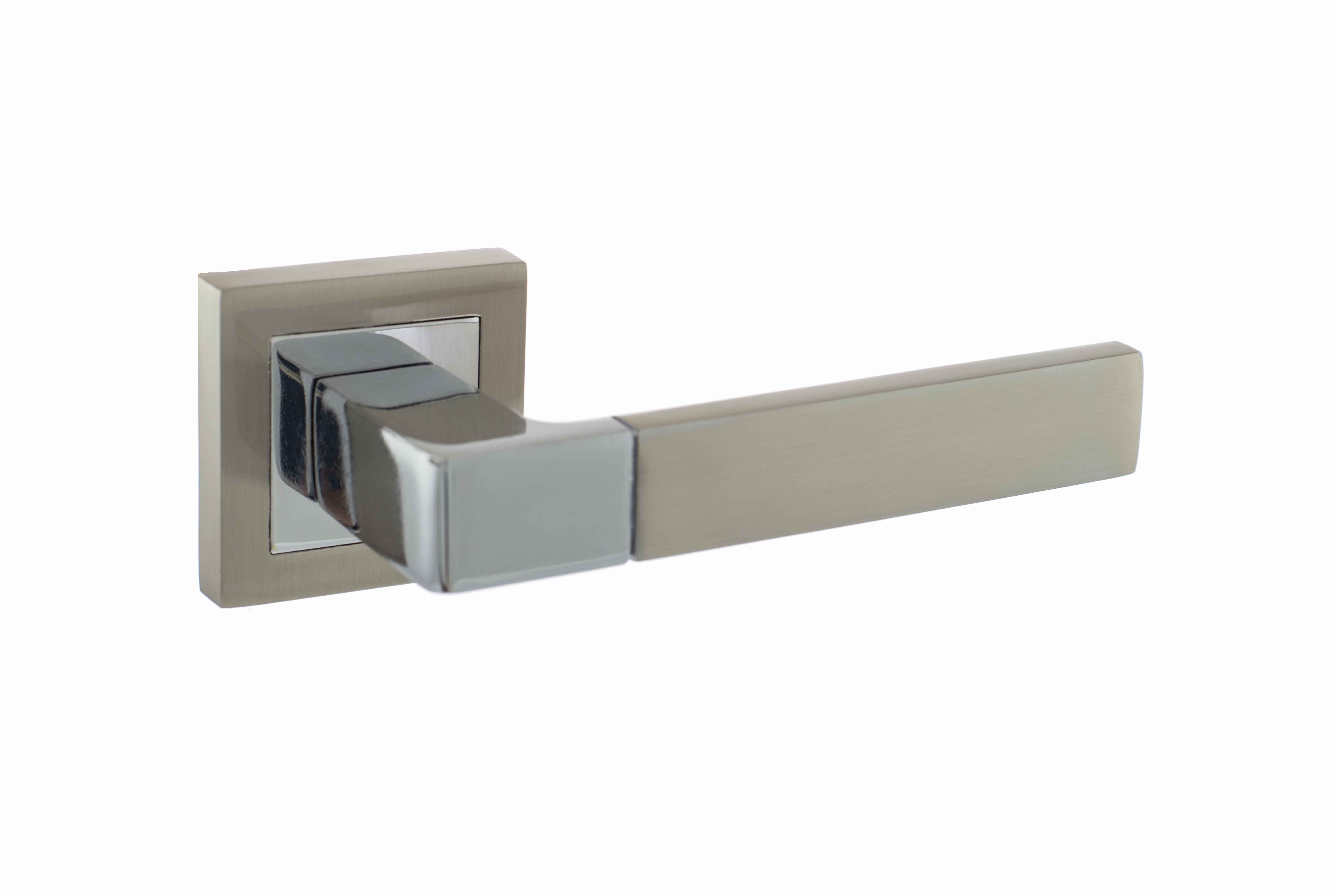 STATUS Montana Designer Lever on S4 Square Rose - Satin Nickel/Polished Chrome S40SSNPC