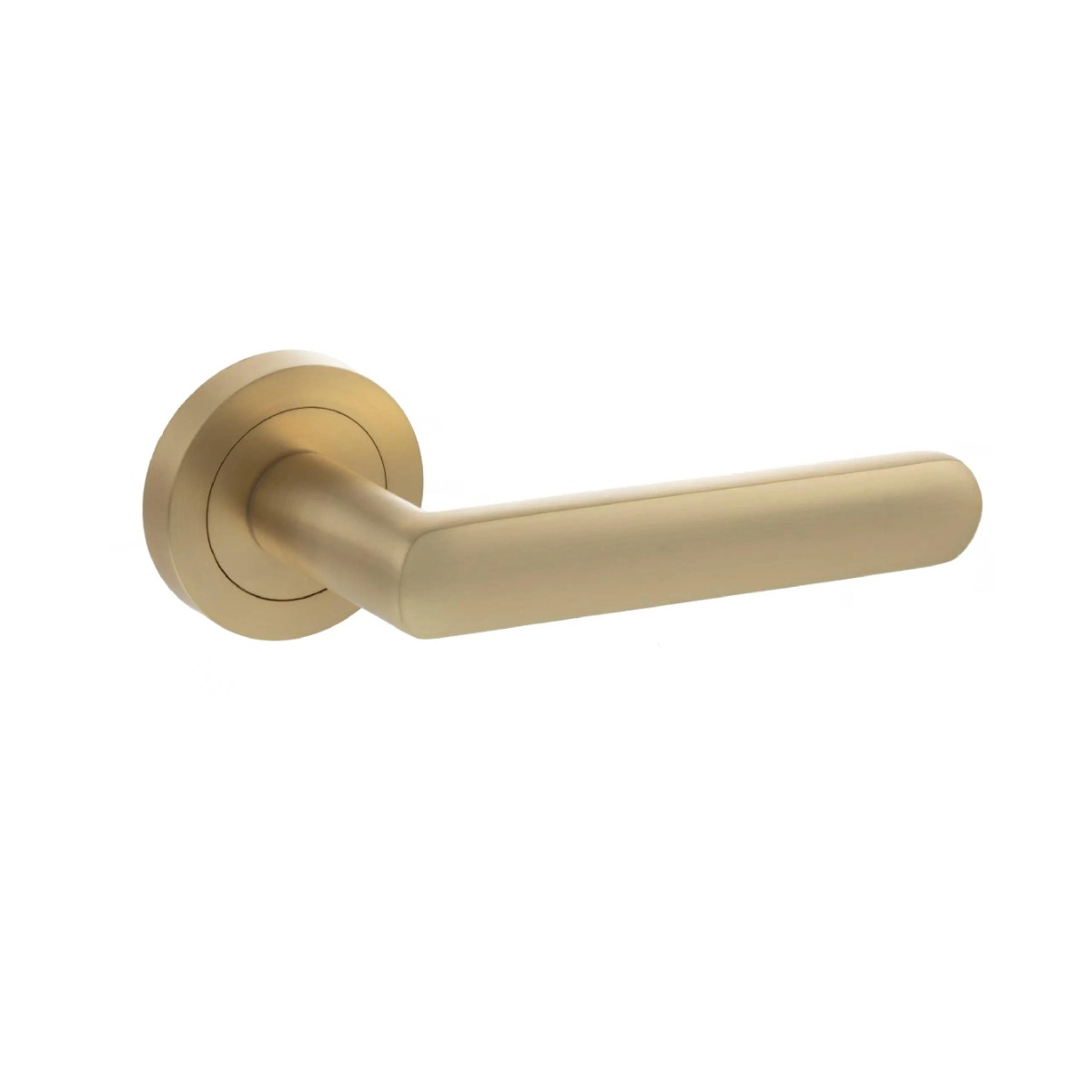 STATUS Carolina Lever Door Handle on Round Rose - Satin Brass S42RSB