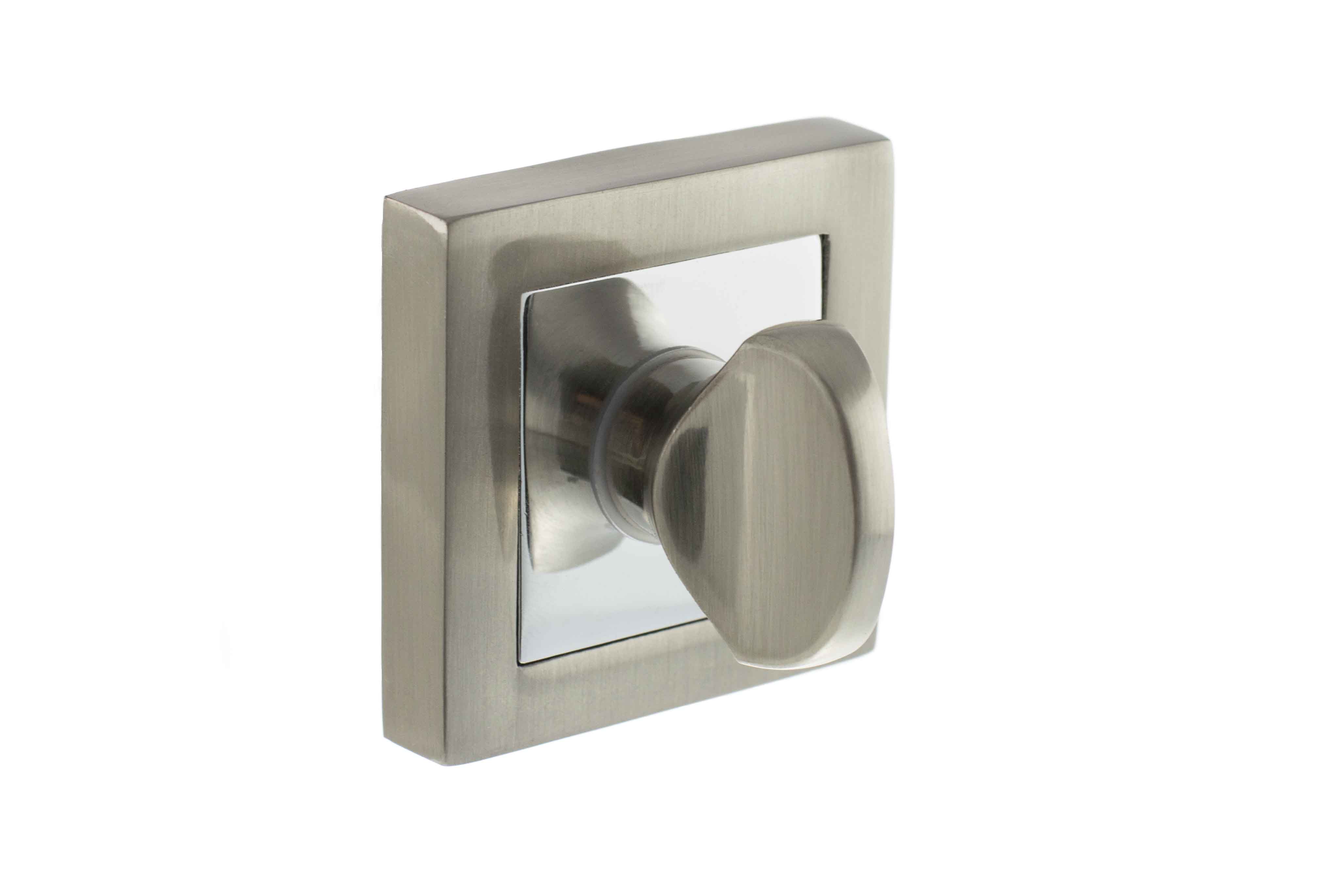 STATUS WC Turn and Release on S4 Square Rose - Satin Nickel/Polished Chrome S4WCSSNPC
