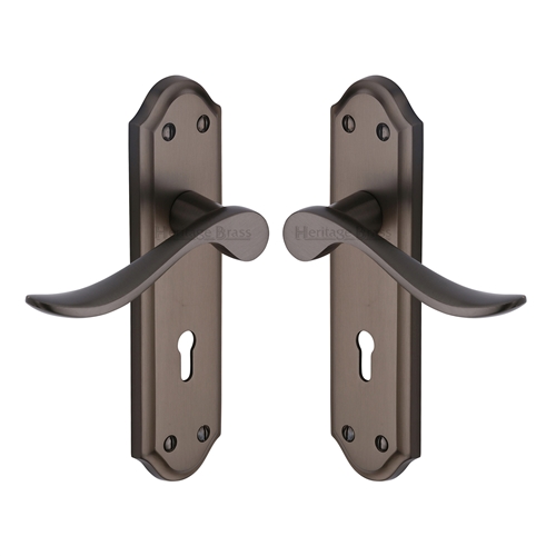 Heritage Brass SAN1400-MB Door Handle Lever Lock Sandown Design Matt Bronze finish
