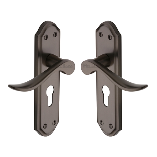 Heritage Brass SAN1448-MB Door Handle for Euro Profile Plate Sandown Design Matt Bronze finish