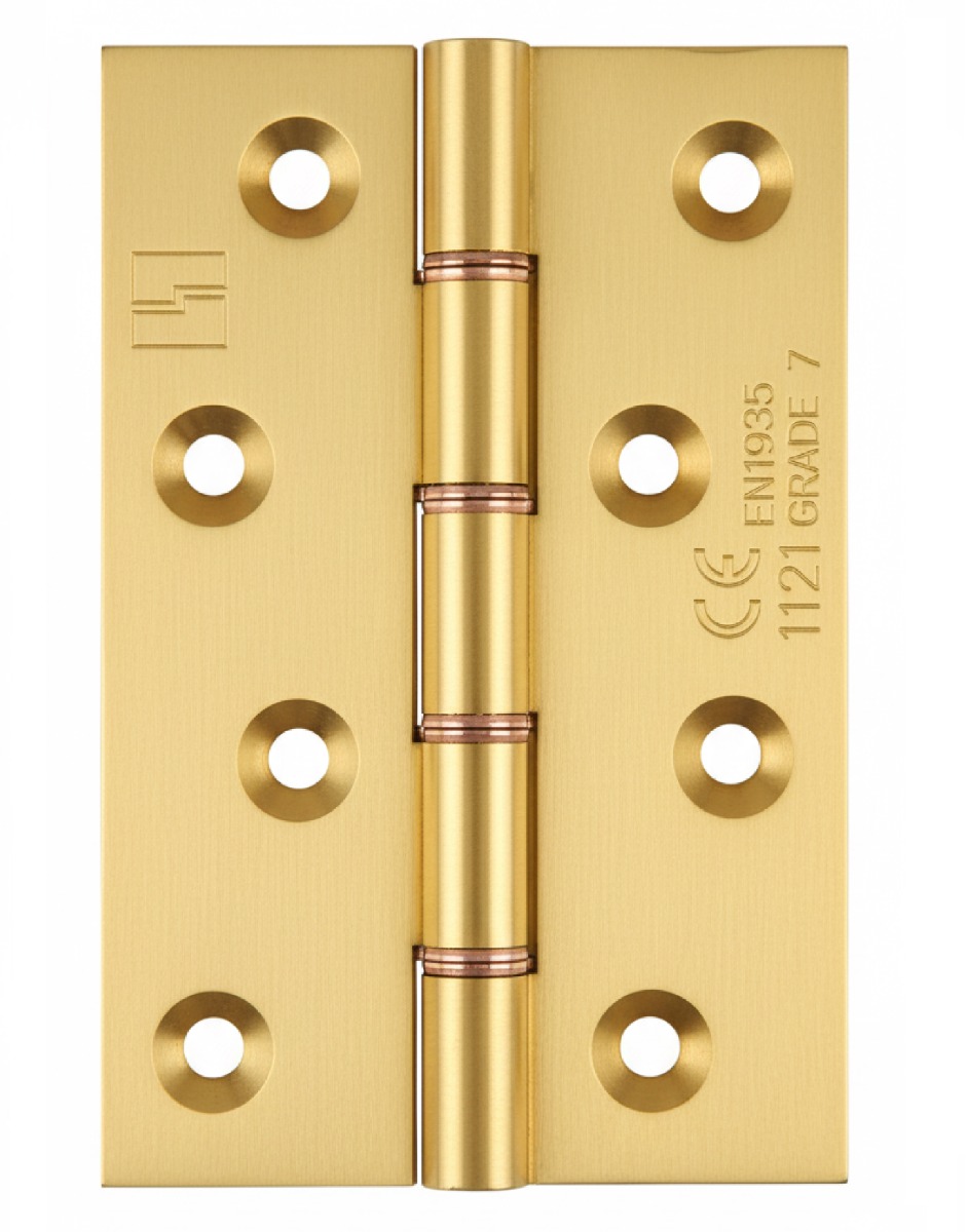 Simonswerk 1240CE Double Phosphor Bronze Washered Brass Butt Hinge CE marked FD30 fire rated 100mm x 65mm c/w Screws Satin Brass