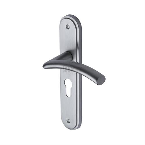 Sorrento SC-4348-SC Door Handle for Euro Profile Plate Tosca Design Satin Chrome finish