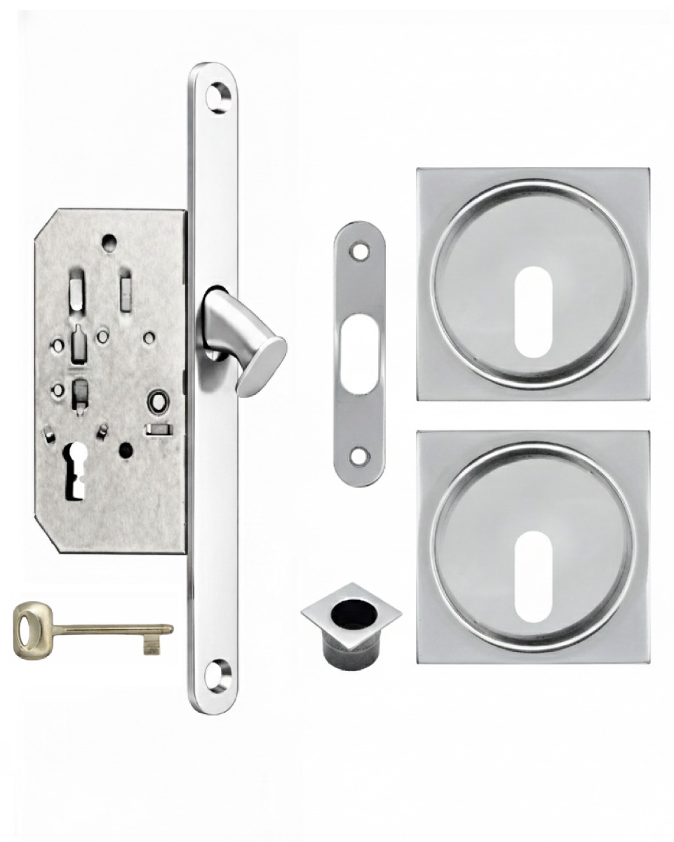 Acre & Clutton Sliding Door Flush Pull Handle Set Key Profile 53mm Polished Chrome