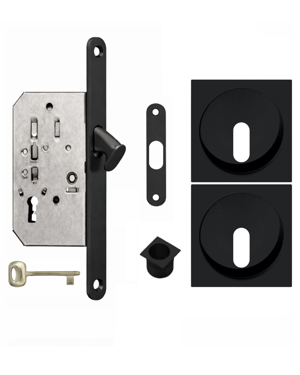 Acre & Clutton Sliding Door Flush Pull Handle Set Key Profile 53mm Matte Black