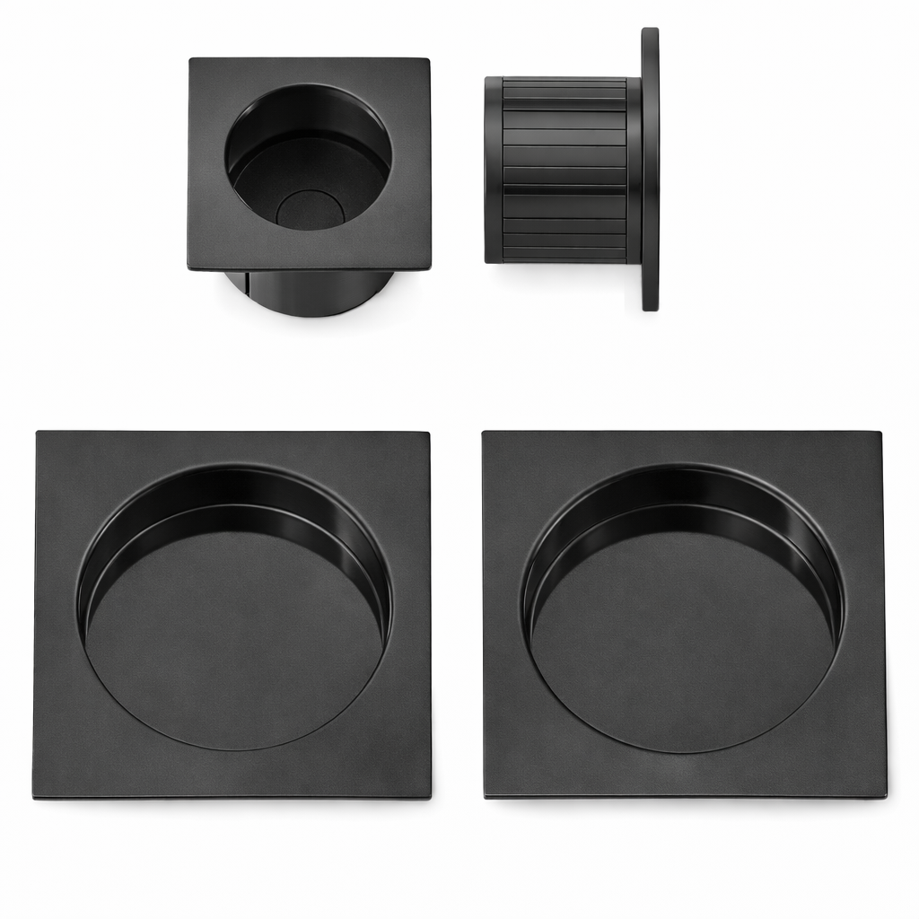 Acre & Clutton Sliding Door Flush Pull Handle Set 53mm Matte Black