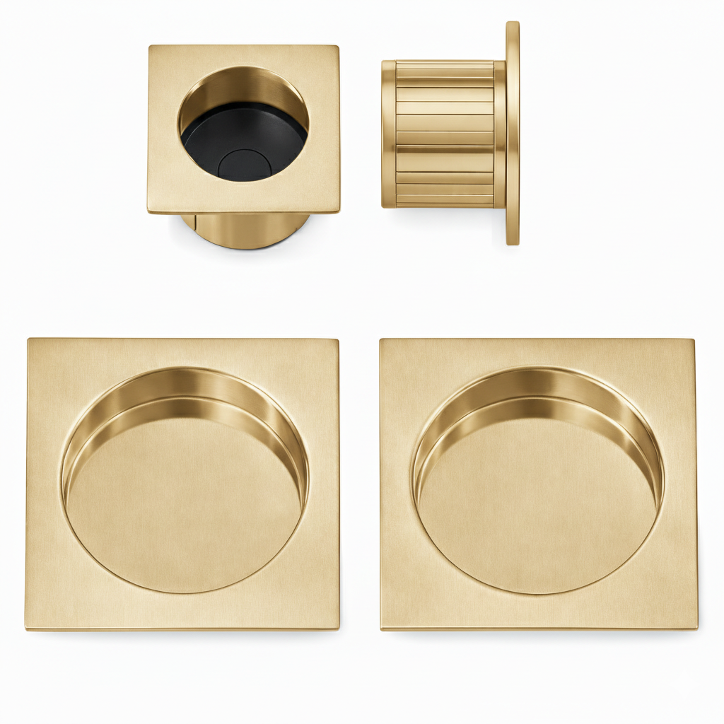 Acre & Clutton Sliding Door Flush Pull Handle Set 53mm Satin Brass