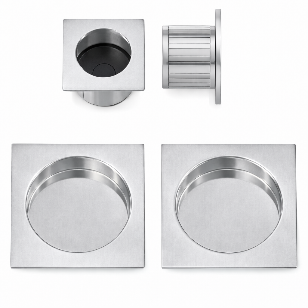 Acre & Clutton Sliding Door Flush Pull Handle Set 53mm Satin Chrome