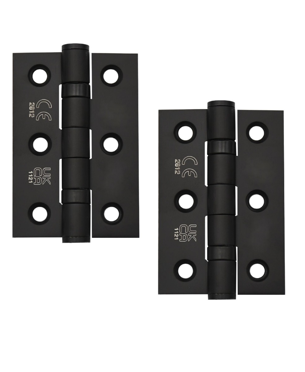 STEELWORKS Grade 7 Ball Bearing Fire Rated Hinges 76mm x 50mm x 2mm-Black