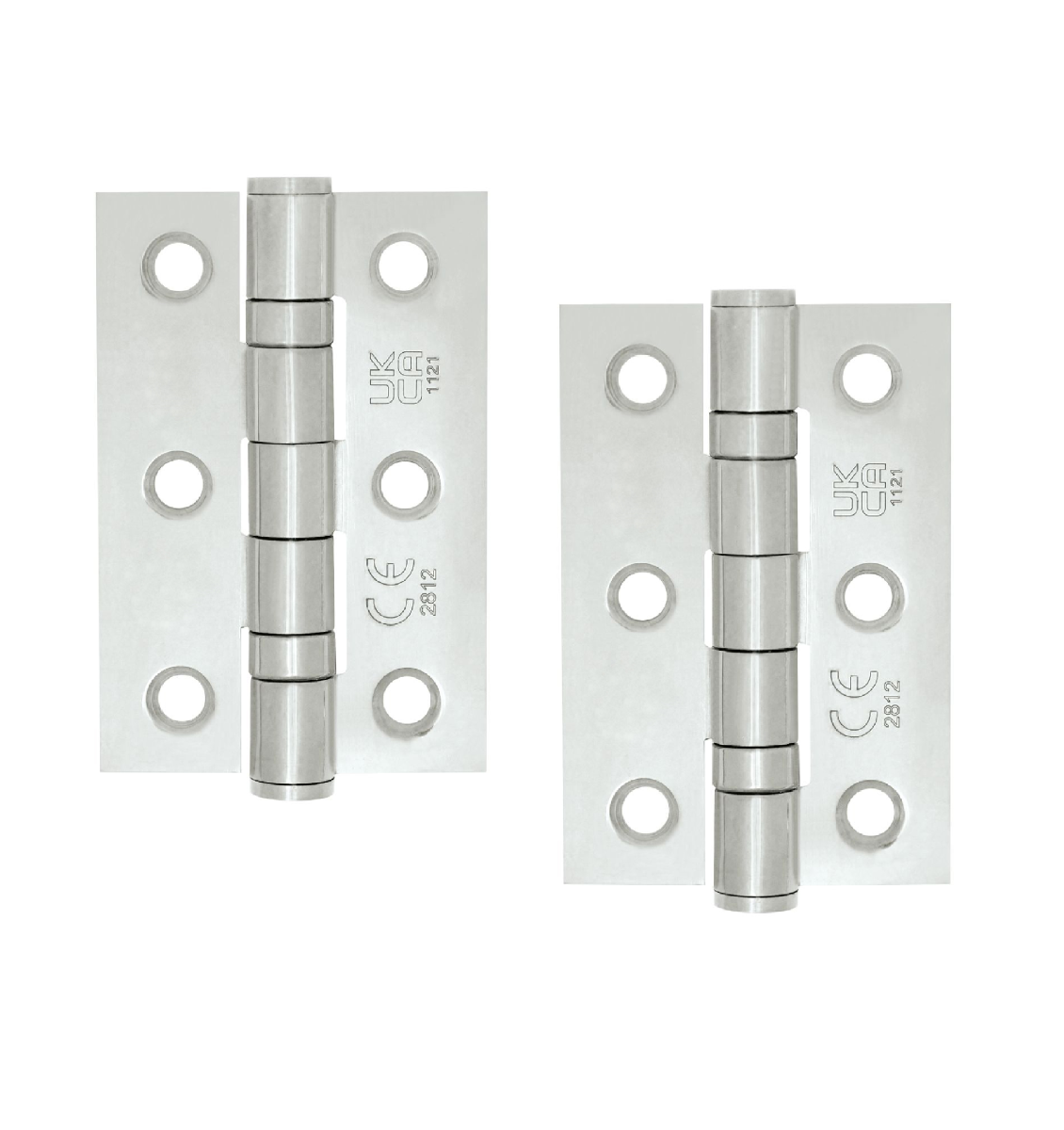 STEELWORKS Grade 7 Ball Bearing Fire Rated Hinges 76mm x 50mm x 2mm -Polished Stainless Steel