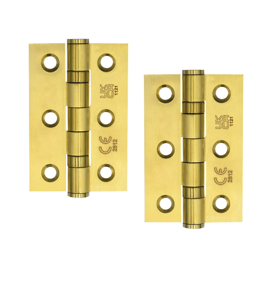 STEELWORKS Grade 7 Ball Bearing Fire Rated Hinges 76mm x 50mm x 2mm -Satin Brass